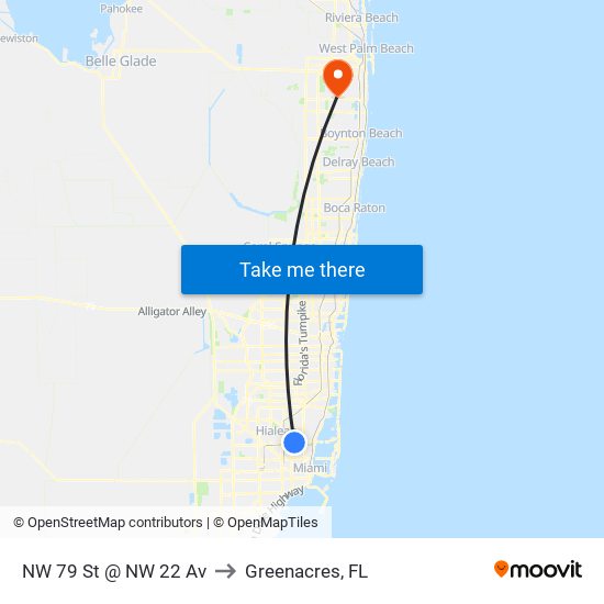 NW 79 St @ NW 22 Av to Greenacres, FL map