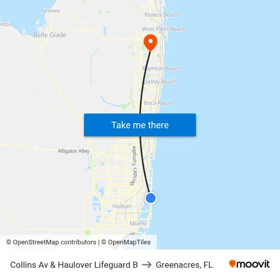 Collins Av & Haulover Lifeguard B to Greenacres, FL map