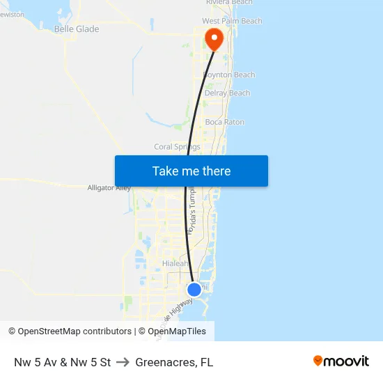 Nw 5 Av & Nw 5 St to Greenacres, FL map