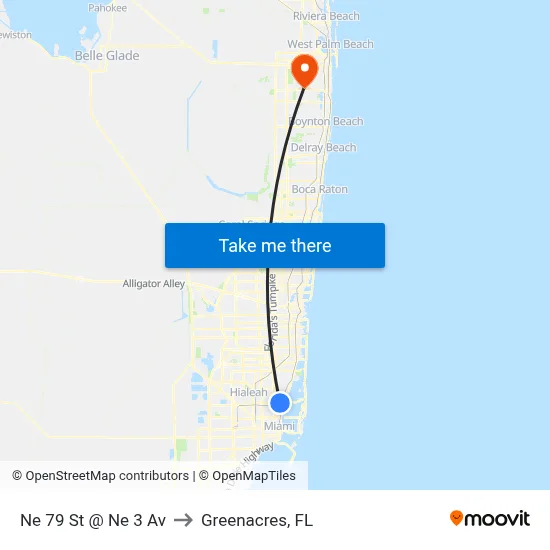 Ne 79 St @ Ne 3 Av to Greenacres, FL map