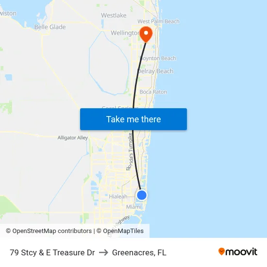 79 Stcy & E Treasure Dr to Greenacres, FL map