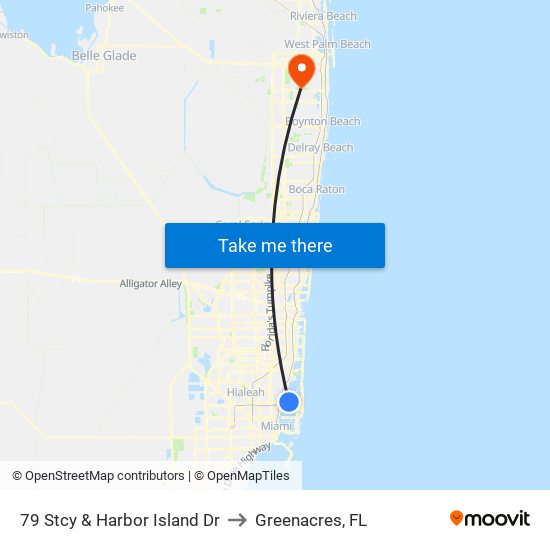79 Stcy & Harbor Island Dr to Greenacres, FL map
