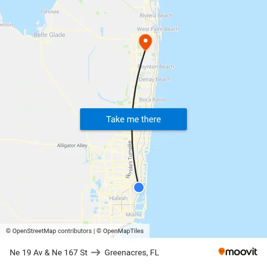 Ne 19 Av & Ne 167 St to Greenacres, FL map