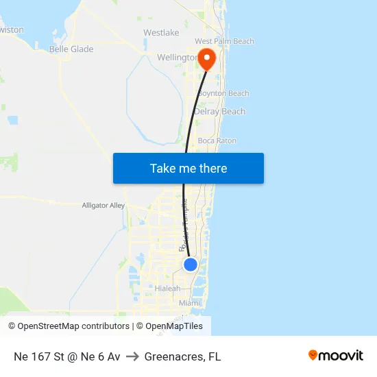 Ne 167 St @ Ne 6 Av to Greenacres, FL map