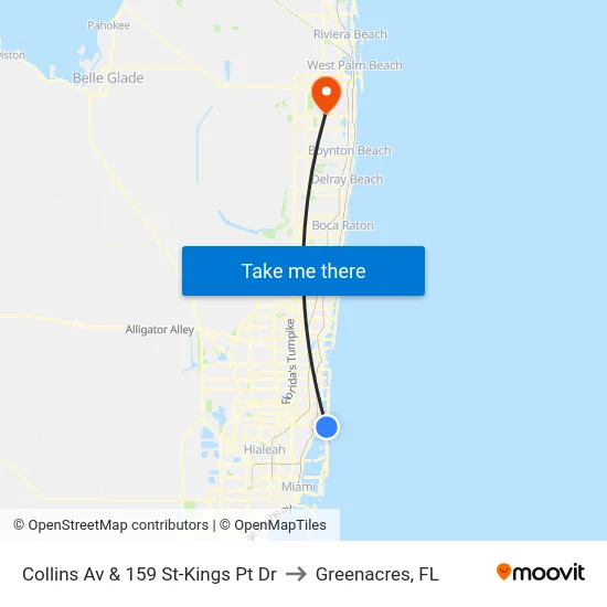 Collins Av & 159 St-Kings Pt Dr to Greenacres, FL map