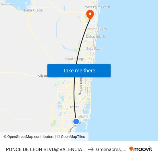Ponce De Leon Blvd@valencia Av to Greenacres, FL map