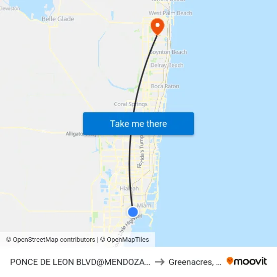 Ponce De Leon Blvd@mendoza Av to Greenacres, FL map