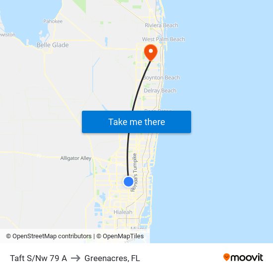 TAFT S/NW 79 A to Greenacres, FL map