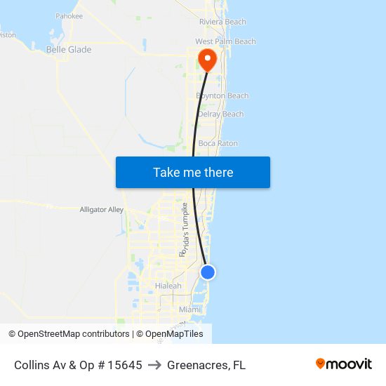 Collins Av & Op # 15645 to Greenacres, FL map