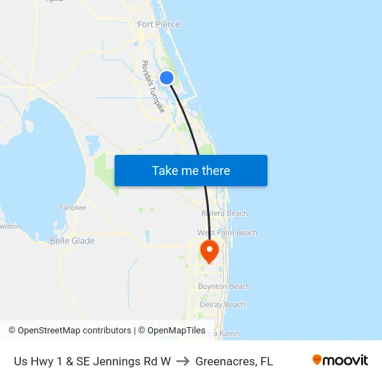 Us Hwy 1 & SE Jennings Rd W to Greenacres, FL map