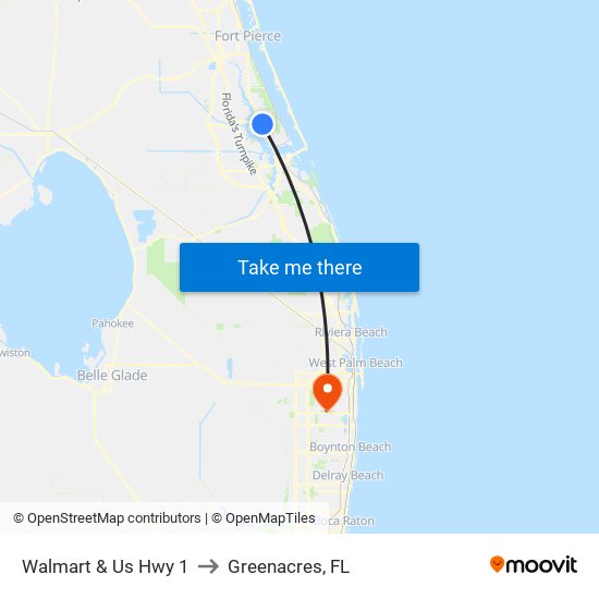 Walmart & Us Hwy 1 to Greenacres, FL map