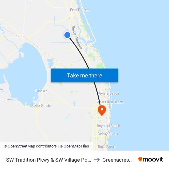 SW Tradition Pkwy & SW Village Point to Greenacres, FL map