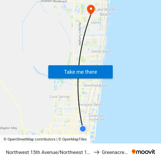 Northwest 15th Avenue/Northwest 14th Court to Greenacres, FL map