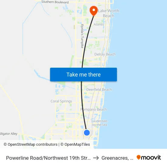 Powerline Road/Northwest 19th Street to Greenacres, FL map