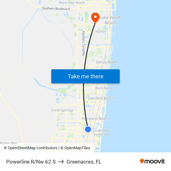 Powerline R/Nw 62 S to Greenacres, FL map