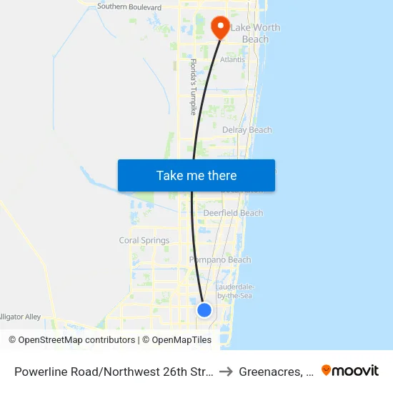 Powerline Road/Northwest 26th Street to Greenacres, FL map