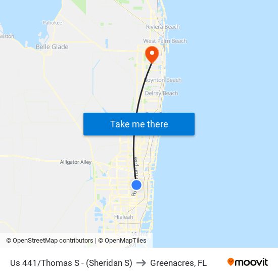 US 441/THOMAS S - (SHERIDAN S) to Greenacres, FL map