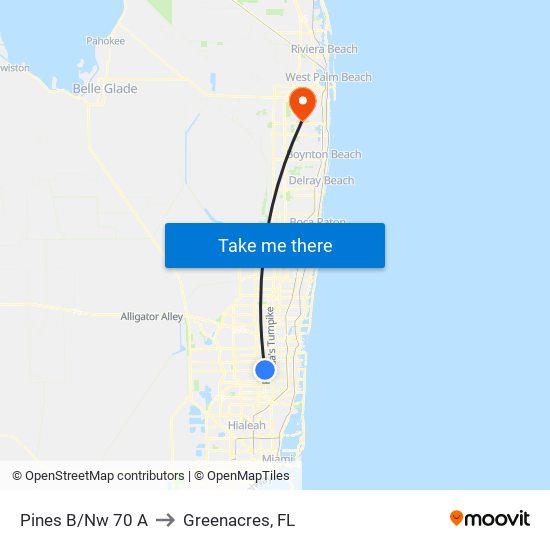 PINES B/NW 70 A to Greenacres, FL map