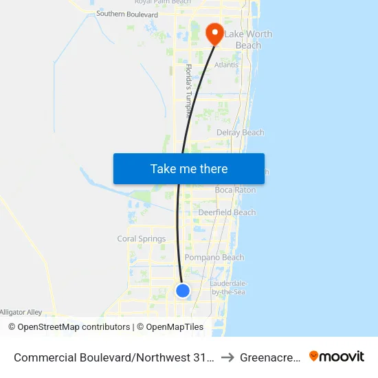 Commercial Boulevard/Northwest 31st Avenue to Greenacres, FL map