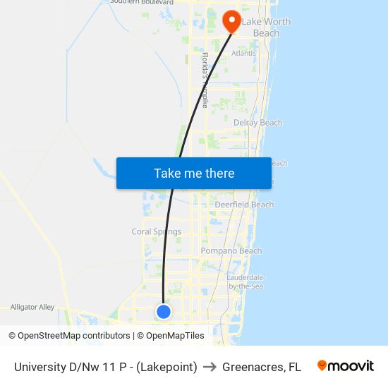 University D/Nw 11 P - (Lakepoint) to Greenacres, FL map