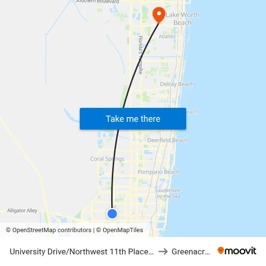 University Drive/Northwest 11th Place - (Lakepoint) to Greenacres, FL map