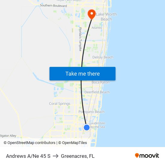 Andrews A/Ne 45 S to Greenacres, FL map