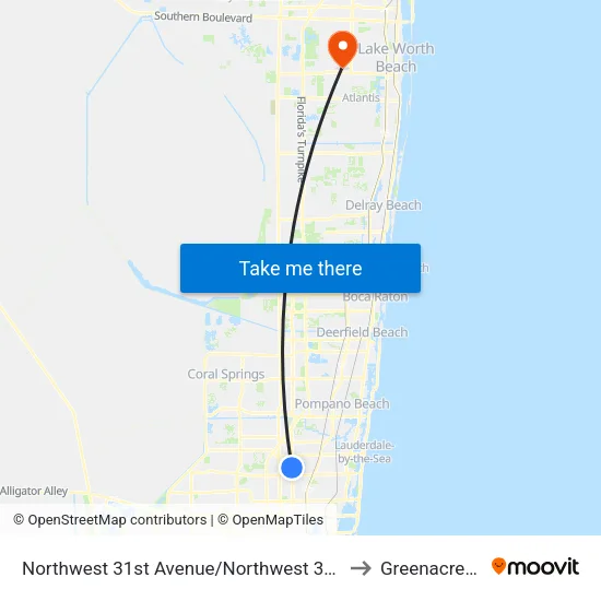 Northwest 31st Avenue/Northwest 39th Street to Greenacres, FL map