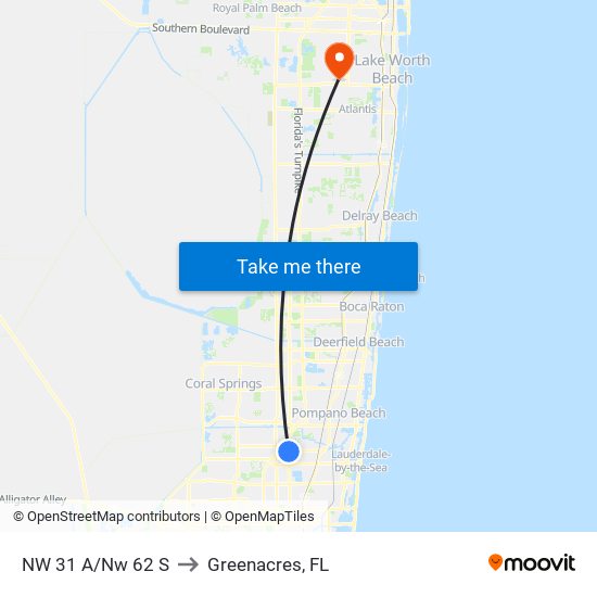 NW 31 A/Nw 62 S to Greenacres, FL map