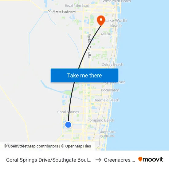 Coral Springs Drive/Southgate Boulevard to Greenacres, FL map