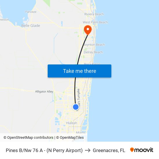 Pines B/Nw 76 A - (N Perry Airport) to Greenacres, FL map