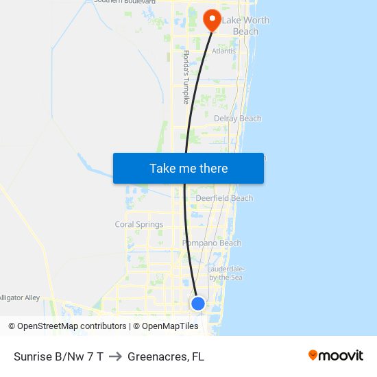 SUNRISE B/NW 7 T to Greenacres, FL map