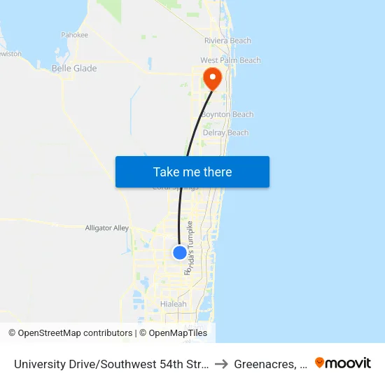 University Drive/Southwest 54th Street to Greenacres, FL map