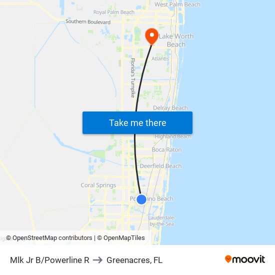 Mlk Jr B/Powerline R to Greenacres, FL map