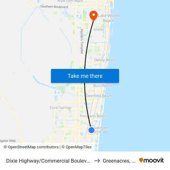 Dixie Highway/Commercial Boulevard to Greenacres, FL map