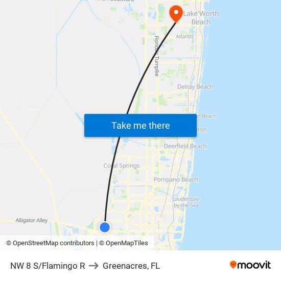 NW 8 S/Flamingo R to Greenacres, FL map