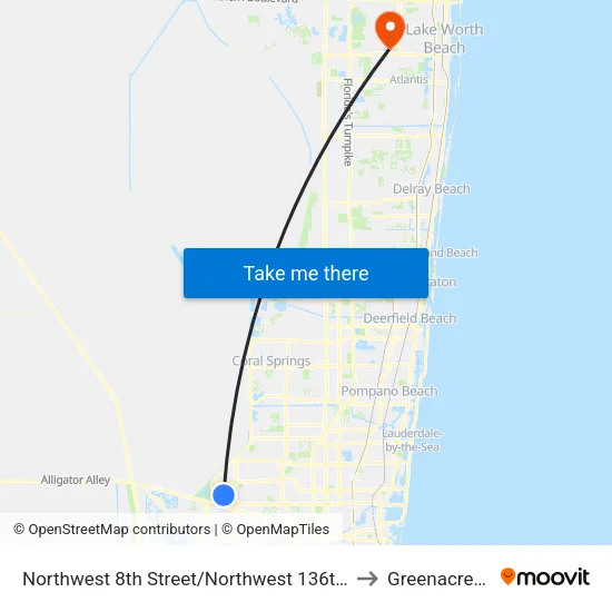 Northwest 8th Street/Northwest 136th Avenue to Greenacres, FL map