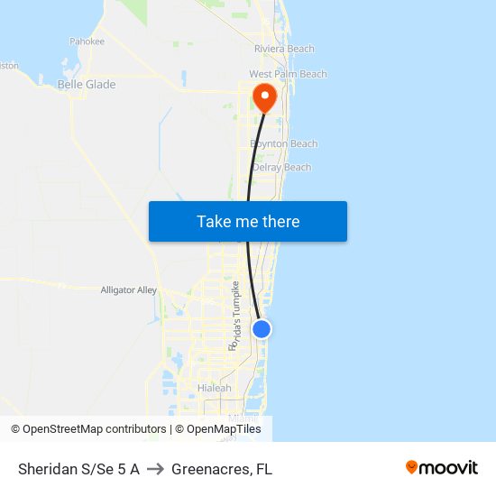 SHERIDAN S/SE 5 A to Greenacres, FL map