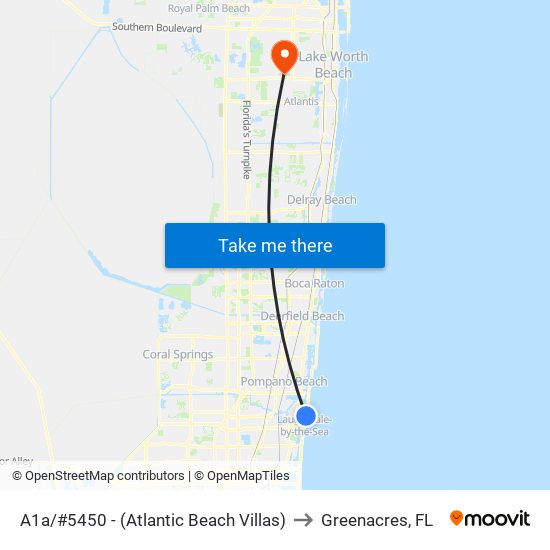 A1a/#5450 - (Atlantic Beach Villas) to Greenacres, FL map