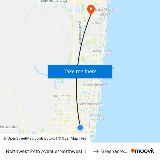 Northwest 24th Avenue/Northwest 16th Street to Greenacres, FL map