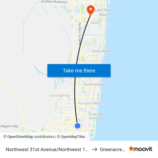 Northwest 31st Avenue/Northwest 17th Court to Greenacres, FL map