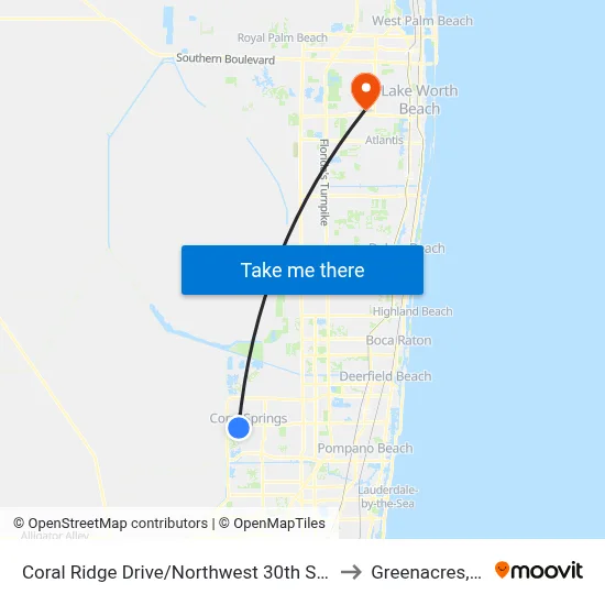 Coral Ridge Drive/Northwest 30th Street to Greenacres, FL map