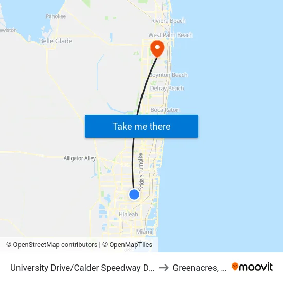 University Drive/Calder Speedway Drive to Greenacres, FL map