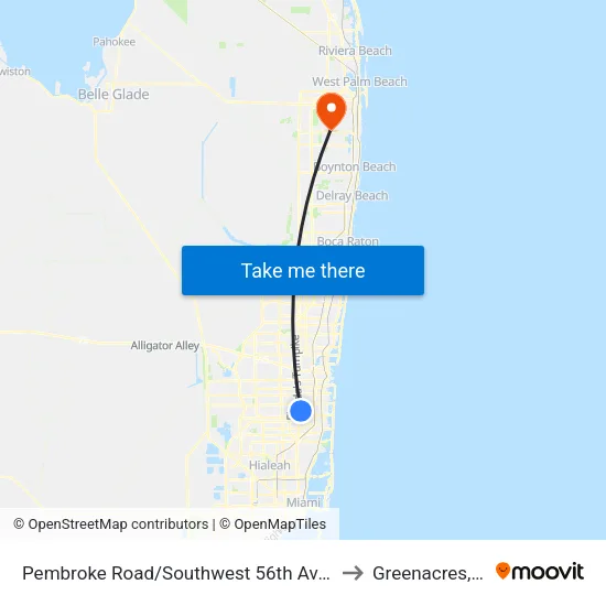 Pembroke Road/Southwest 56th Avenue to Greenacres, FL map