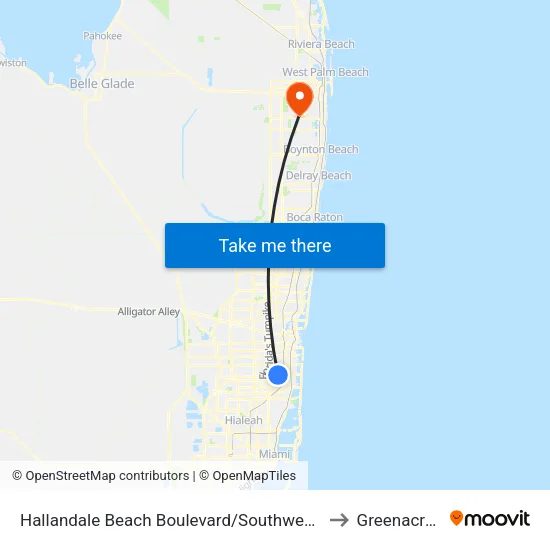Hallandale Beach Boulevard/Southwest 40th Avenue to Greenacres, FL map