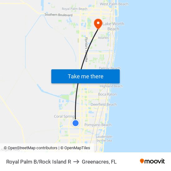 ROYAL PALM B/ROCK ISLAND R to Greenacres, FL map