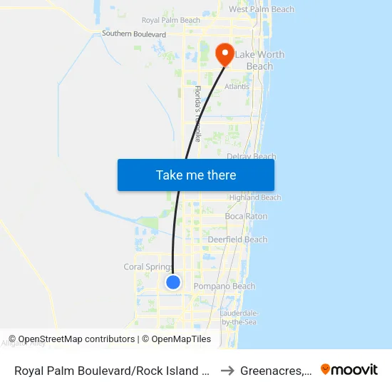 Royal Palm Boulevard/Rock Island Road to Greenacres, FL map