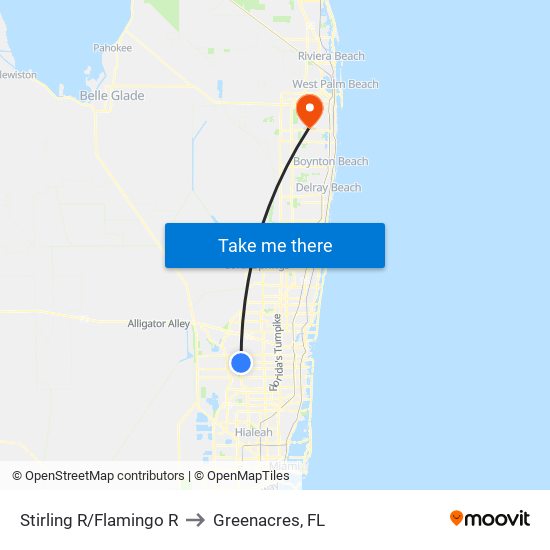Stirling R/Flamingo R to Greenacres, FL map