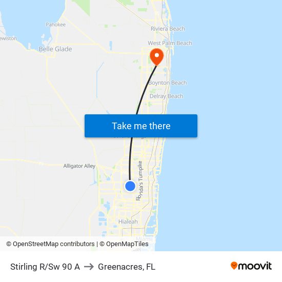 Stirling R/Sw 90 A to Greenacres, FL map