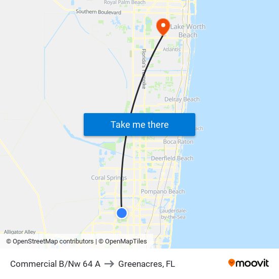 Commercial B/Nw 64 A to Greenacres, FL map