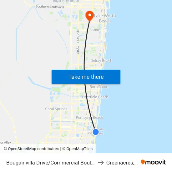 Bougainvilla Drive/Commercial Boulevard to Greenacres, FL map